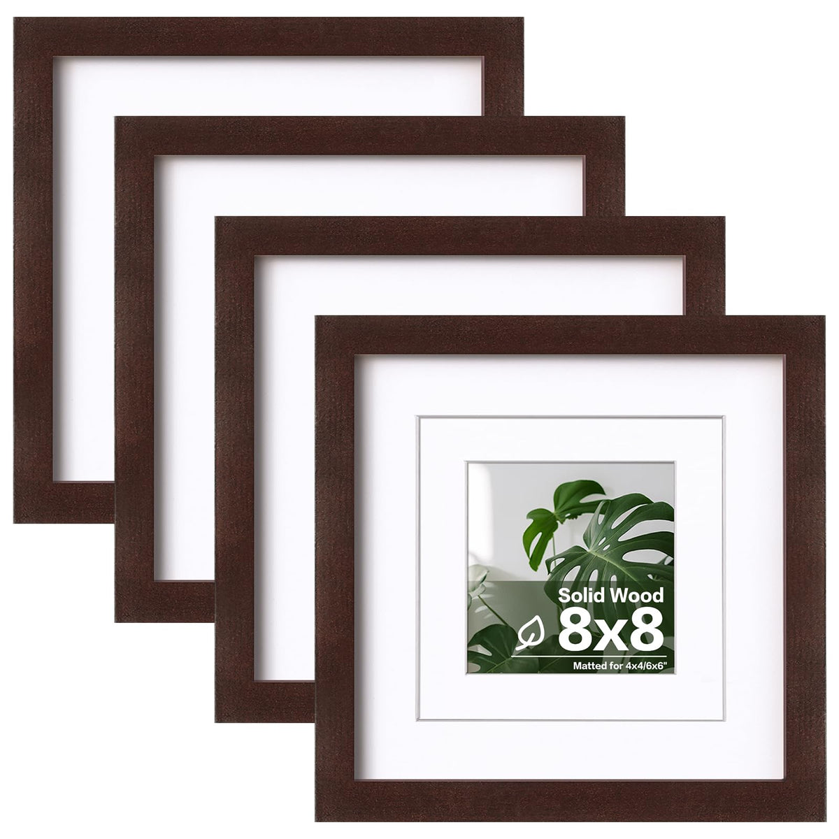 Egofine 11x14 Picture Frames 4 Pack Display Pictures 5x7/8x10 with Mat or 11x14 Without Mat Made of Solid Wood Covered by Plexiglass for Table Top Display and Wall Mounting Photo Frame, Light Brown