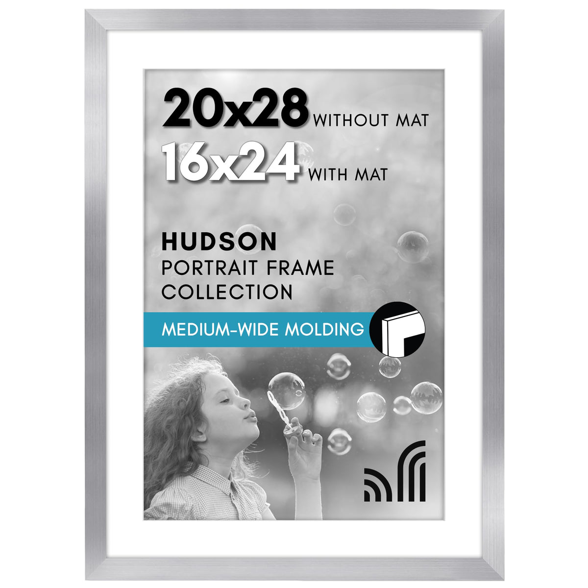 Americanflat 22x28 Poster Frame - Matted to 18x24 - Engineered Wood - Black