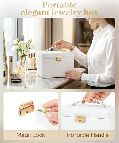 Homde Lockable Jewelry Box for Girl: 3-Layer Safe Organizer with Key