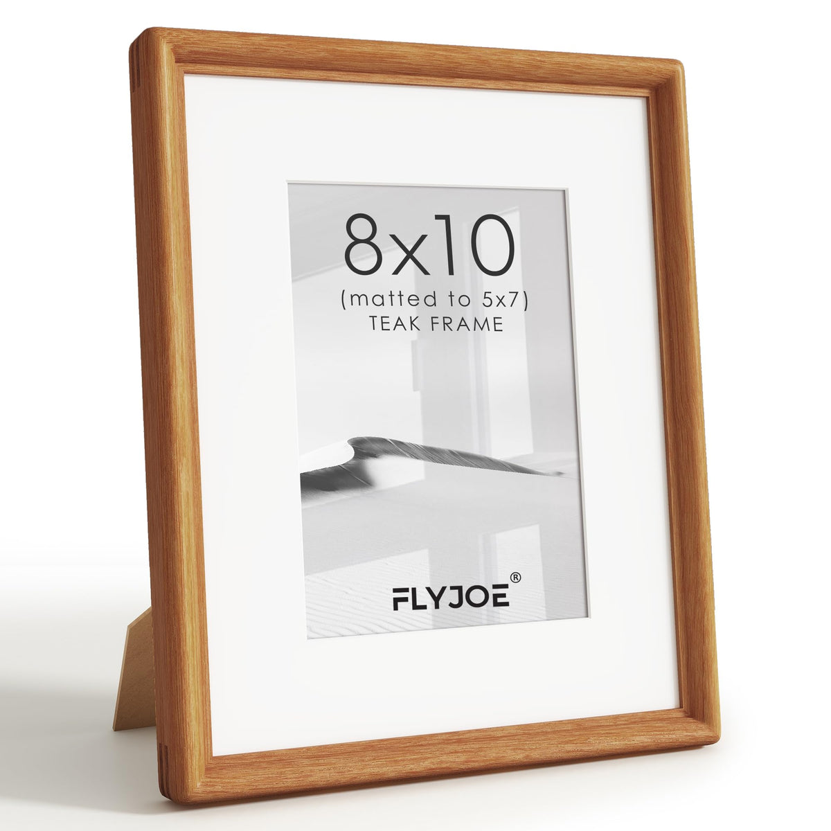 FLYJOE 11x14 Picture Frame, Solid Walnut Wood Frame with Mat for 8x10 Photo