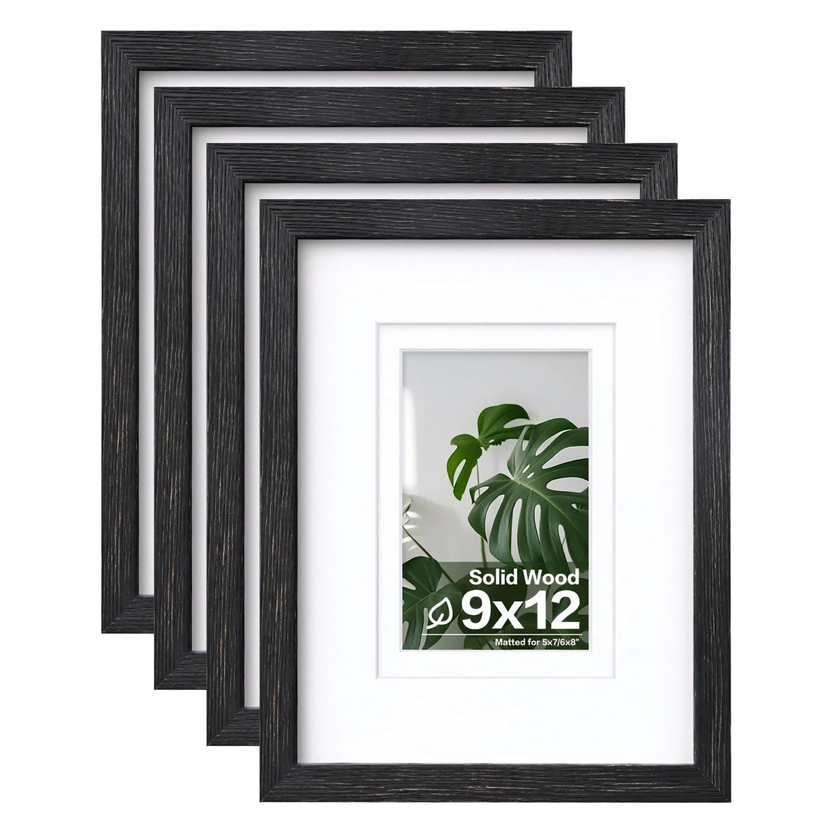 Egofine 8x10 Picture Frames Set of 4, Made of Solid Wood Covered by Plexiglass 4x6 and 5x7 with Mat or 8x10 without Mat, for Table Top Display and Wall Mounting Photo Frame White