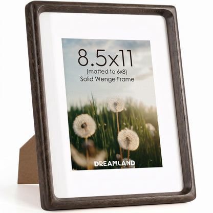 Dreamland 8x10 Picture Frame, USA-Sourced Oak Wood Photo Frames with HD Tempered Glass, 8 x 10 Wooden Frame Matted to 5 x 7, 8x10 Frames Handcrafted Rounded Corner for Tabletop or Wall Display