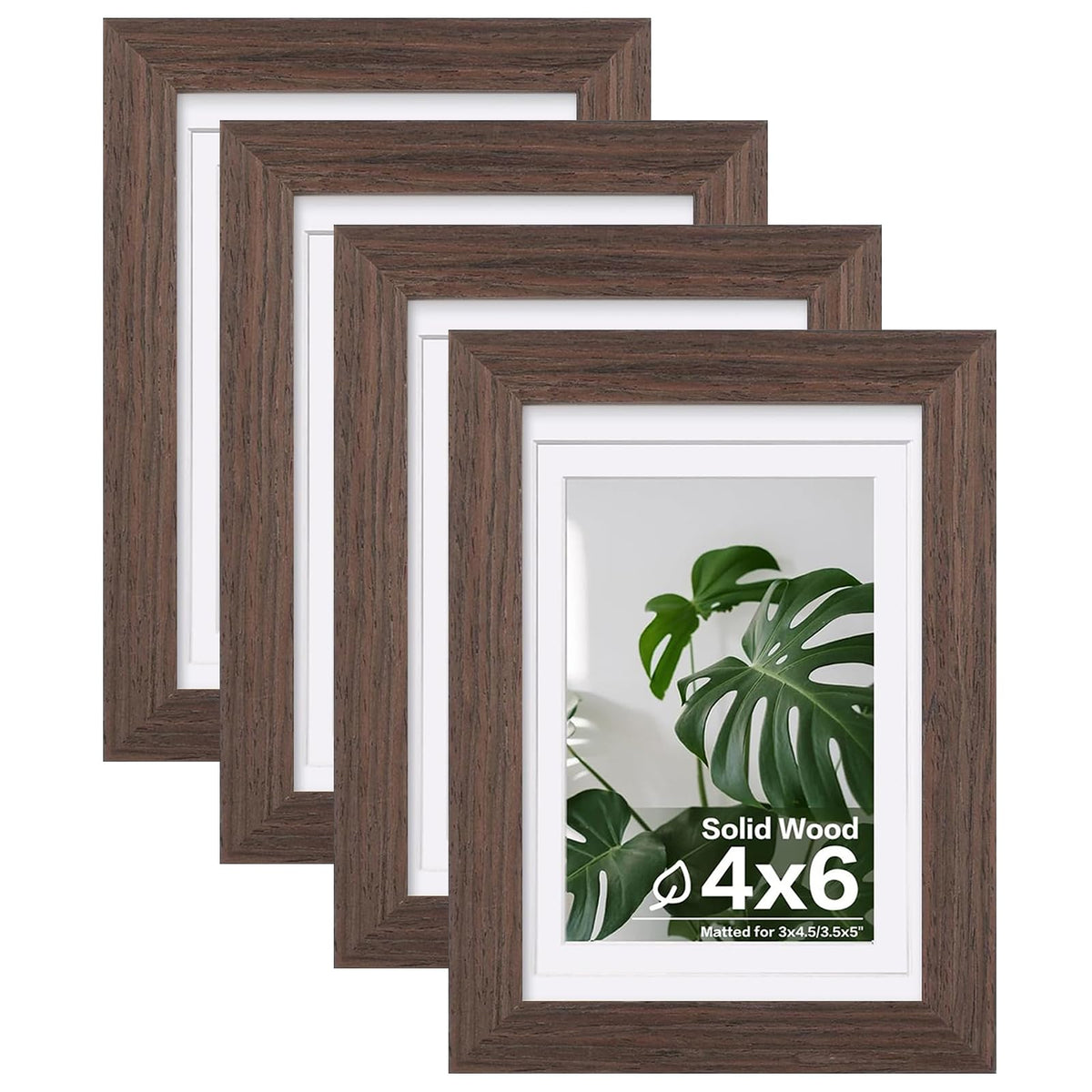 Egofine 8x10 Picture Frames Set of 4, Made of Solid Wood Covered by Plexiglass 4x6 and 5x7 with Mat or 8x10 without Mat, for Table Top Display and Wall Mounting Photo Frame White