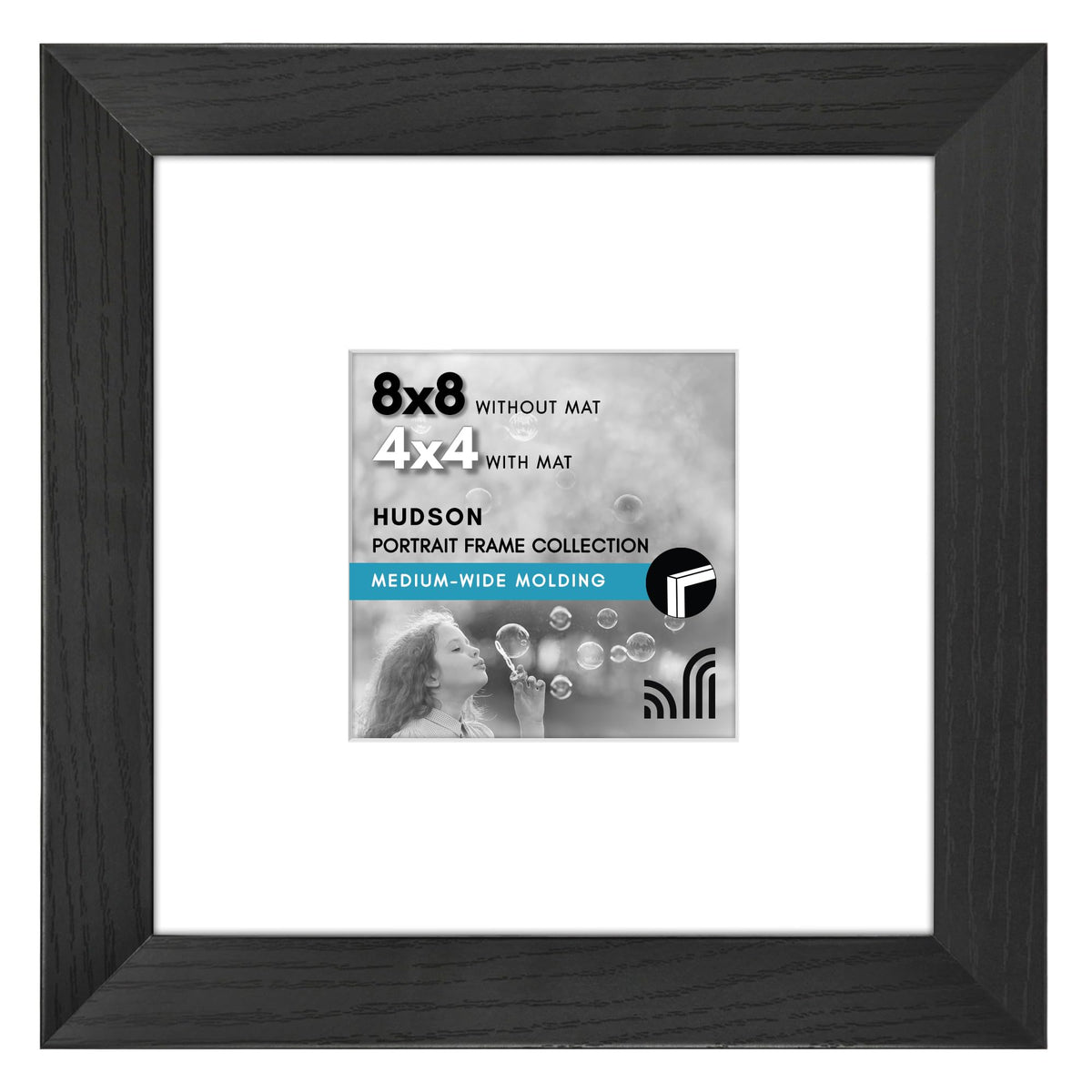 Americanflat 22x28 Poster Frame - Matted to 18x24 - Engineered Wood - Black