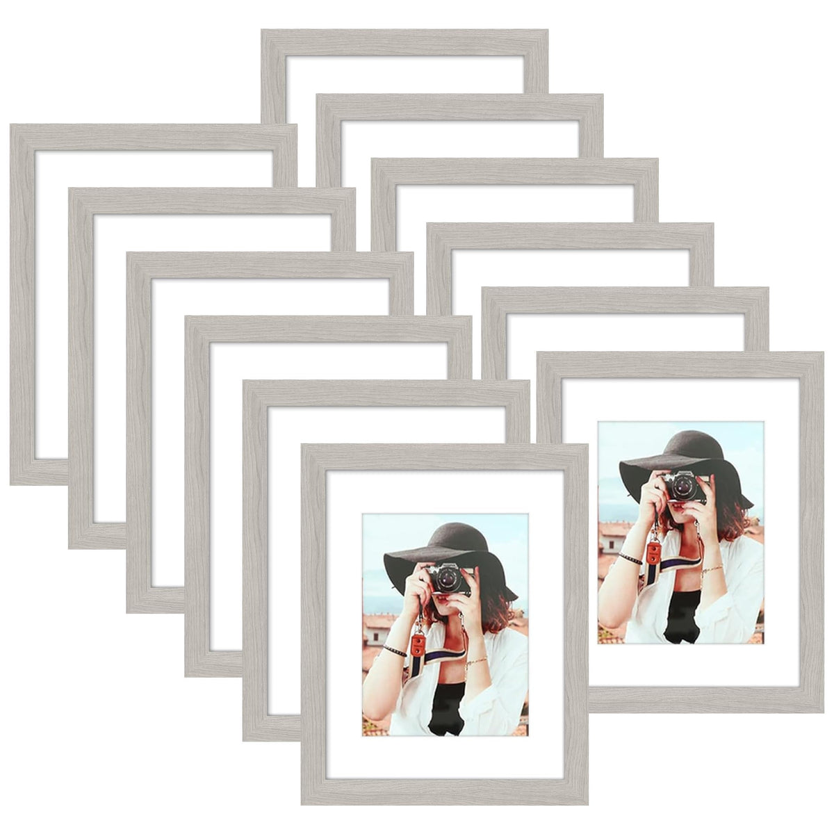 Picrit 8x10 Picture Frame Set of 12, Modern Gallery Wall Frames, Black