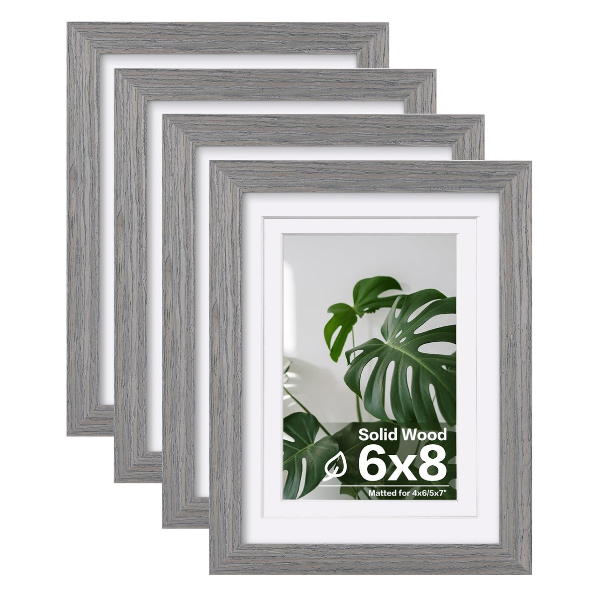 Egofine 8x10 Picture Frames Set of 4, Made of Solid Wood Covered by Plexiglass 4x6 and 5x7 with Mat or 8x10 without Mat, for Table Top Display and Wall Mounting Photo Frame White