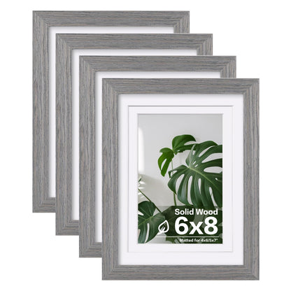 Egofine 8x10 Picture Frames Set of 4, Made of Solid Wood Covered by Plexiglass 4x6 and 5x7 with Mat or 8x10 without Mat, for Table Top Display and Wall Mounting Photo Frame White