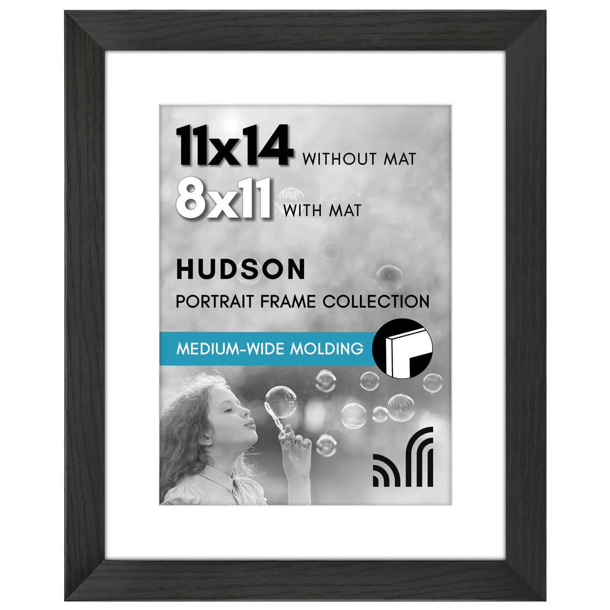 Americanflat 22x28 Poster Frame - Matted to 18x24 - Engineered Wood - Black