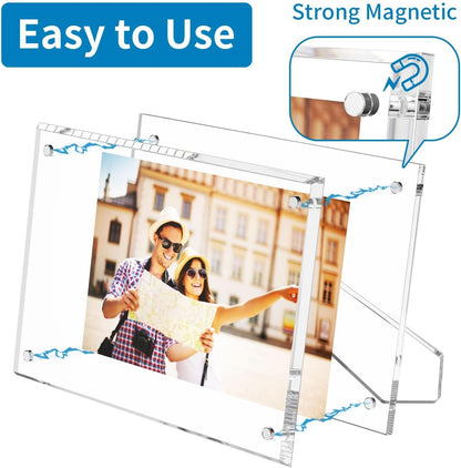 AITEE 4x6 Acrylic Picture Frame 3 Pack, Clear Lucite Frame with Stand