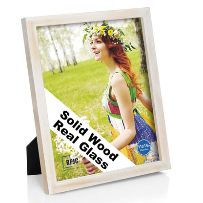 RPJC 5x7 Solid Wood Picture Frame with Real Glass Cover Black