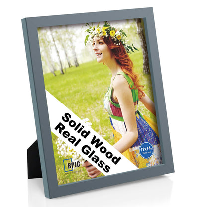 RPJC 5x7 Solid Wood Picture Frame with Real Glass Cover Black