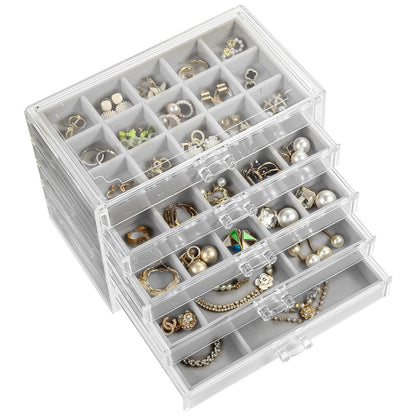 GUOER Earring Organizer 5 Drawers Acrylic Jewelry Box for Women, Warm White