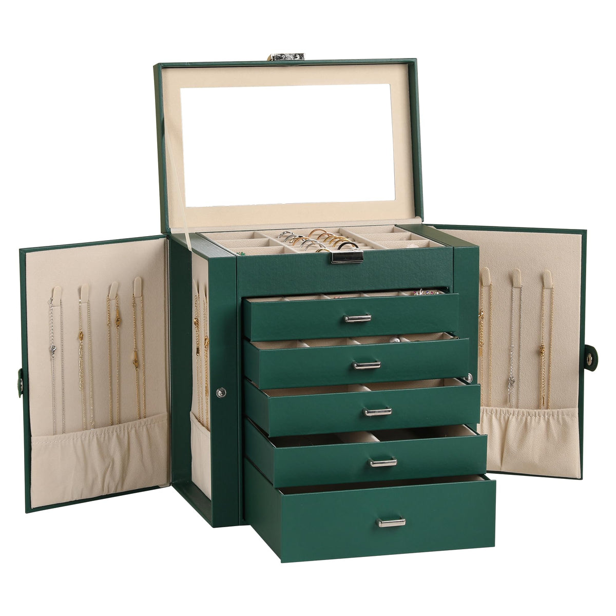Frebeauty 6-Layer Jewelry Box for Women,Large Jewelry Organizer with Drawer