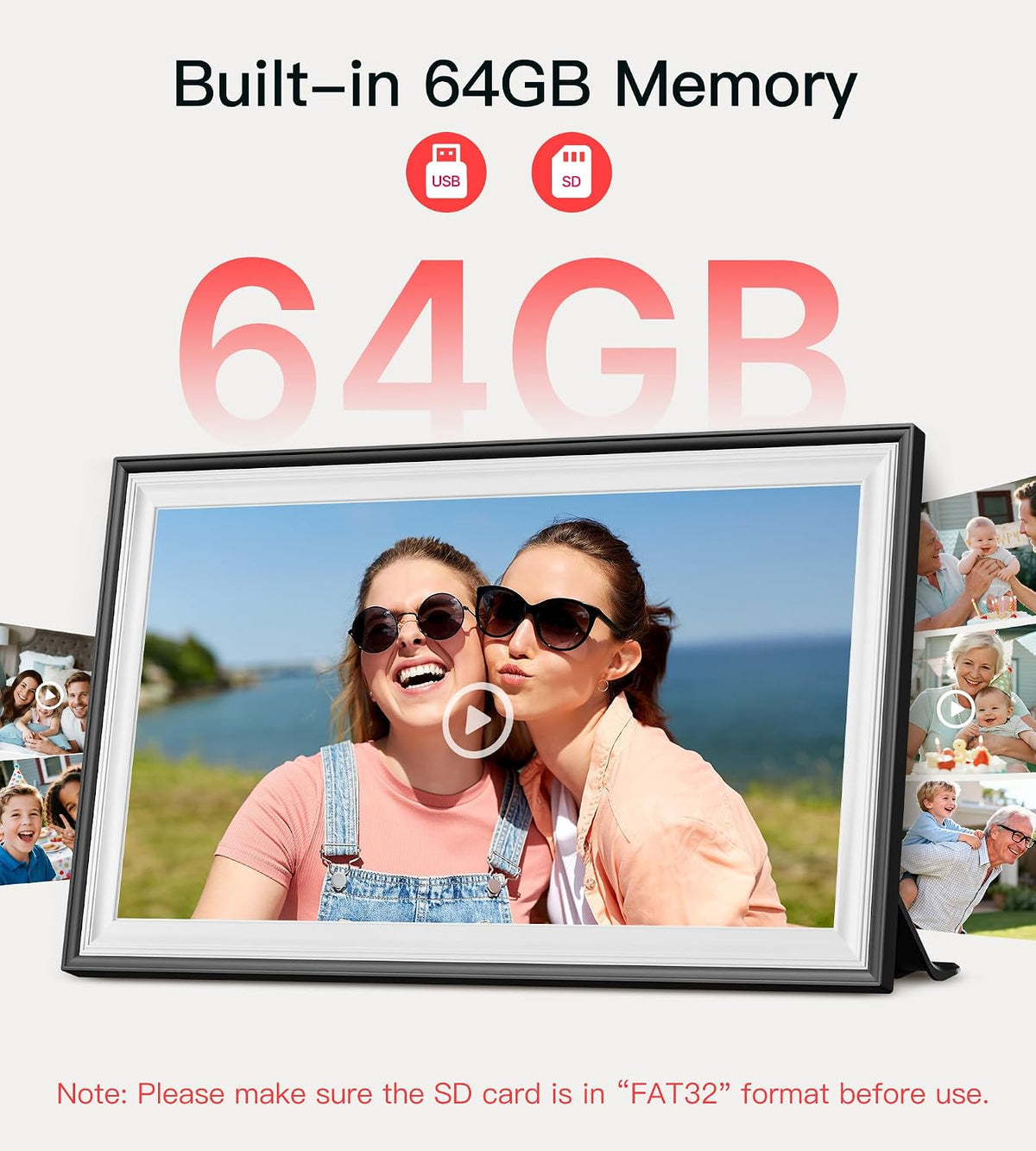 64GB Frameo 15.6" Digital Picture Frame WiFi, Large Electronic Photo Frames