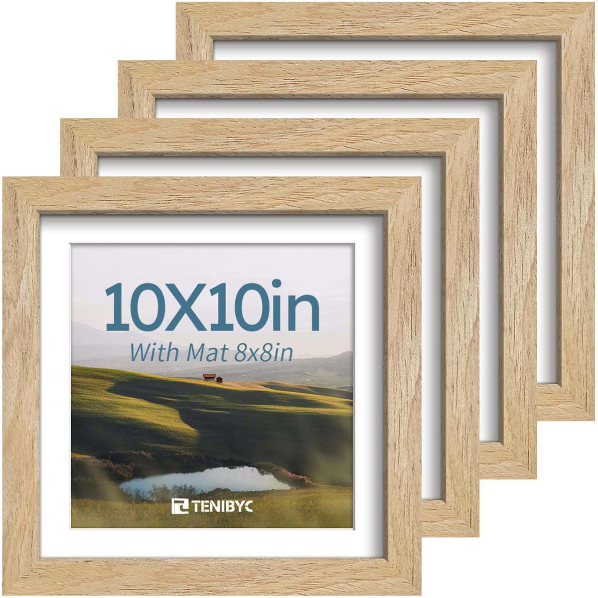 5x7 picture frame 4 Pack, 4x6 Mat, Black Wood, Glass, for Photo