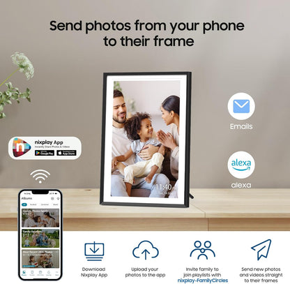 Digital Picture Frame Powered by Nixplay 10.1", Share Photos/Videos via Nixplay App or Email, WiFi Digital Photo Frame with Easy Setup, Support Alexa, Free Cloud Storage, Auto Rotate, Gifts for Mom