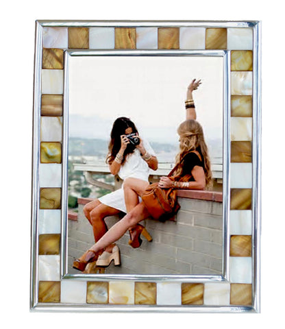 Mother of Pearl Picture Frame 5x7, Grey+White, 1pc