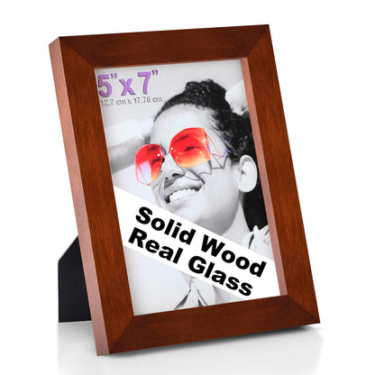 RPJC 5x7 Solid Wood Picture Frame with Real Glass Cover Black