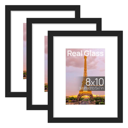 upsimples 11x14 Picture Frame, Gallery Glass Photo Frames Set of 3, Black