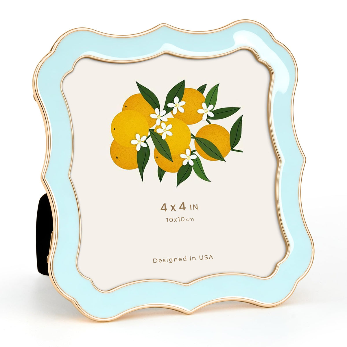 4x6 Enamel Picture Frame with HD-Tempered Glass, Display 3x5 Photo with Mat, Ornate Photo Frame with Gold Metal Edge & Velvet Back for Tabletop & Wall Mount Vertically or Horizontally Display, White
