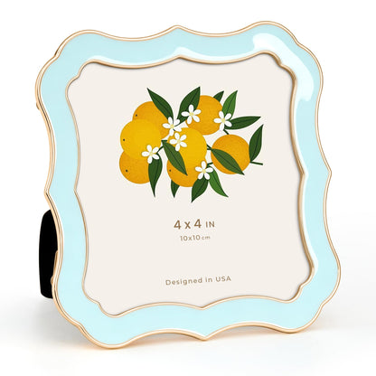 4x6 Enamel Picture Frame with HD-Tempered Glass, Display 3x5 Photo with Mat, Ornate Photo Frame with Gold Metal Edge & Velvet Back for Tabletop & Wall Mount Vertically or Horizontally Display, White