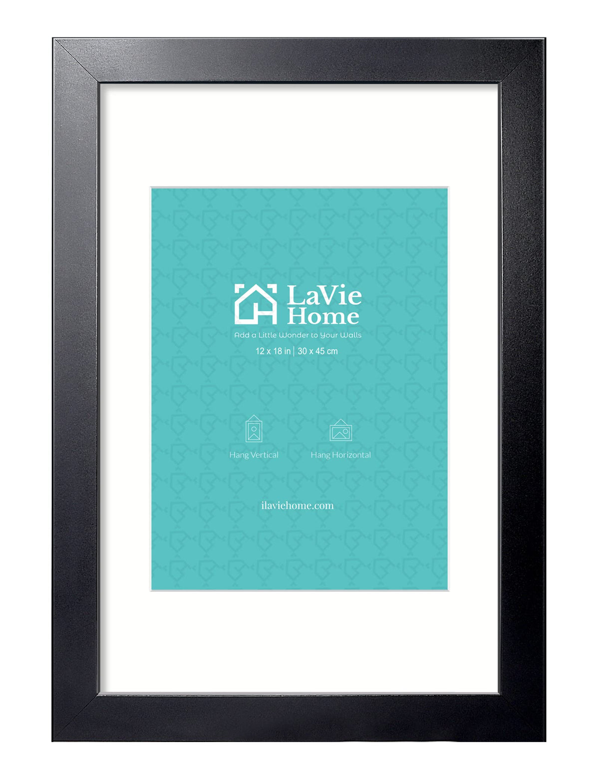 LaVie Home 14x18 Picture Frame Black Poster Frame,Display Pictures 12x16 with Mat or 14x18 Without Mat, Stable and Sturdy Frame and Polished Plexiglass, Horizontal and Vertical Format of The Walls