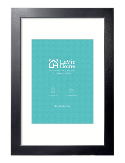 LaVie Home 14x18 Picture Frame Black Poster Frame,Display Pictures 12x16 with Mat or 14x18 Without Mat, Stable and Sturdy Frame and Polished Plexiglass, Horizontal and Vertical Format of The Walls