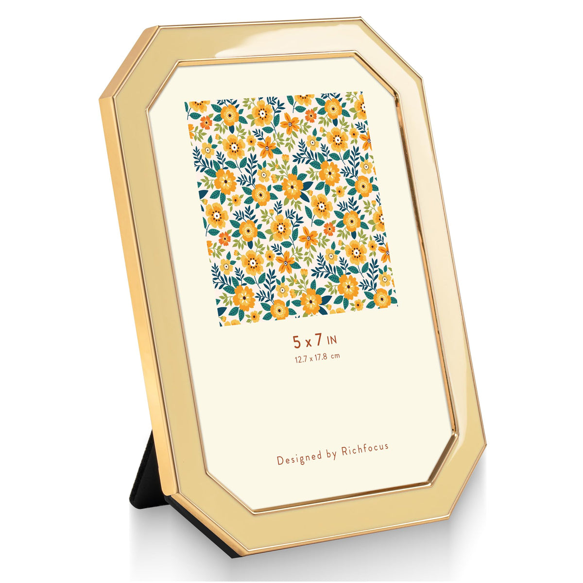 4x6 Enamel Picture Frame with HD-Tempered Glass, Display 3x5 Photo with Mat, Ornate Photo Frame with Gold Metal Edge & Velvet Back for Tabletop & Wall Mount Vertically or Horizontally Display, White