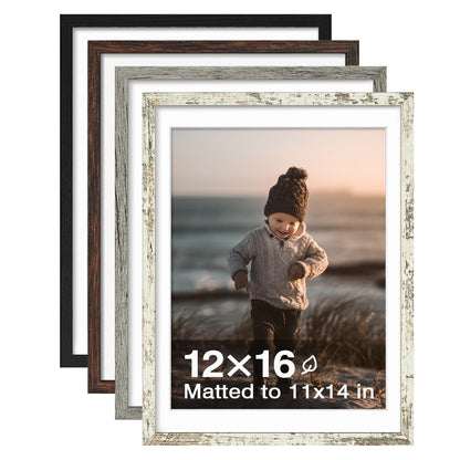 KINLINK 5x7 Picture Frame White Set of 4, Wooden Photo Frames Matted 4x6 with Plexiglass for 4x6 with Mat or 5x7 without Mat for Table and Wall Display