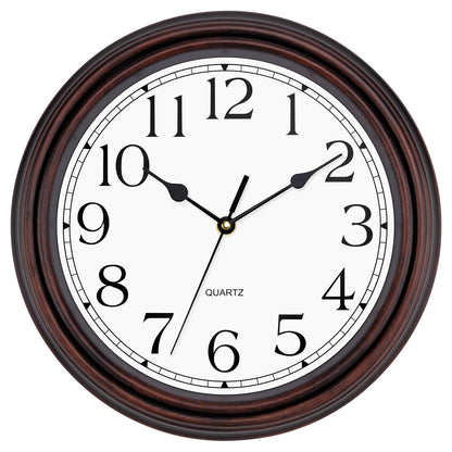 Foxtop 12 Inch Retro Wall Clock Round Silent Battery Operated Clock, Bronze