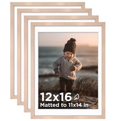 KINLINK 5x7 Picture Frame White Set of 4, Wooden Photo Frames Matted 4x6 with Plexiglass for 4x6 with Mat or 5x7 without Mat for Table and Wall Display