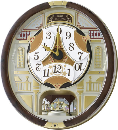 SEIKO QXM607BRHZ 45 Melodies in Motion Wall Clock with Rotating Pendulum