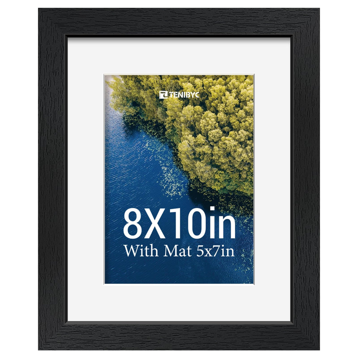 5x7 picture frame 4 Pack, 4x6 Mat, Black Wood, Glass, for Photo