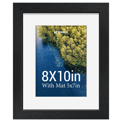 5x7 picture frame 4 Pack, 4x6 Mat, Black Wood, Glass, for Photo