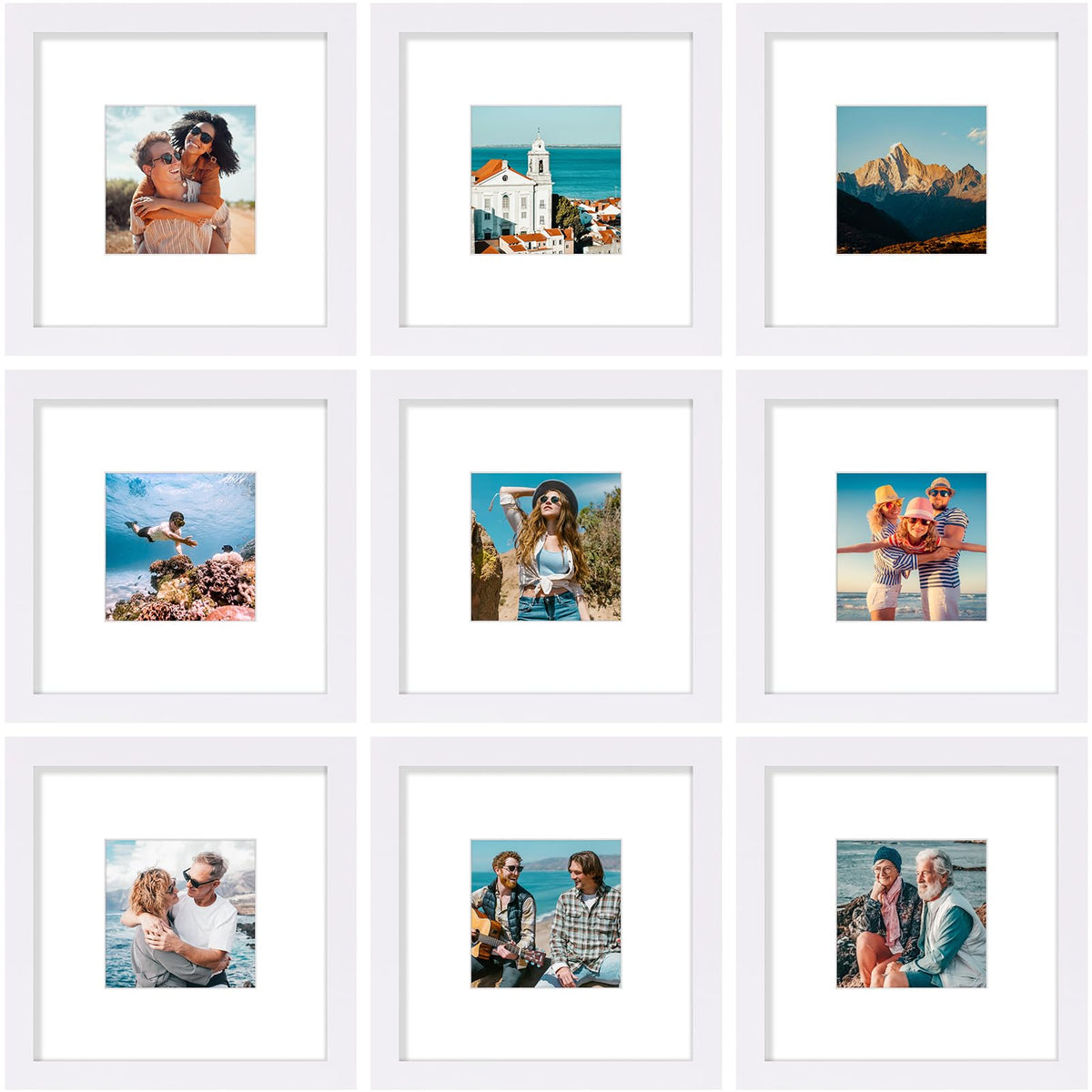 Vittanly 8x10 Picture Frames Set of 9 for Wall or Tabletop Display, Black