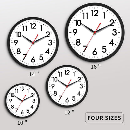 AKCISOT 10 Inch Wall Clock, Silent Battery Operated Analog Clock, Black