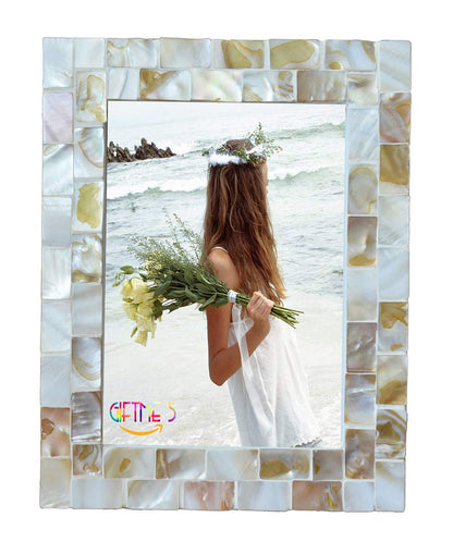 Mother of Pearl Picture Frame 5x7, Grey+White, 1pc
