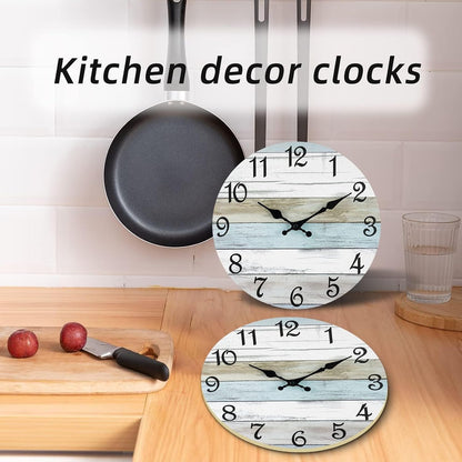 CHYLIN Wall Clock Non-Ticking Battery Operated Silent Rustic Coastal