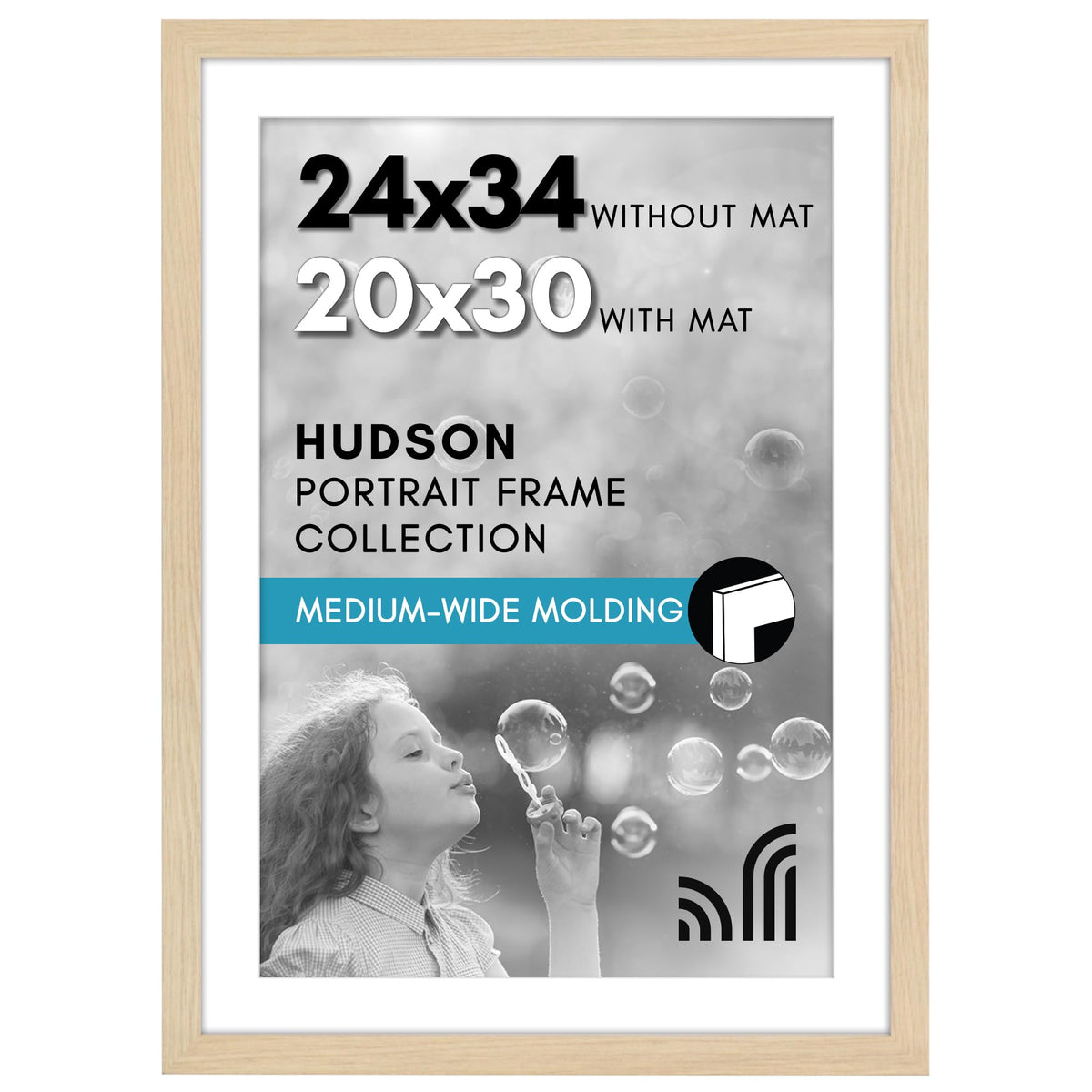 Americanflat 22x28 Poster Frame - Matted to 18x24 - Engineered Wood - Black