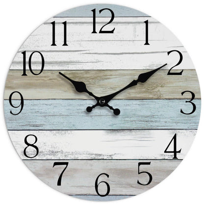 8 Inch Wall Clock, Silent Battery Operated Analog Clock, Blue