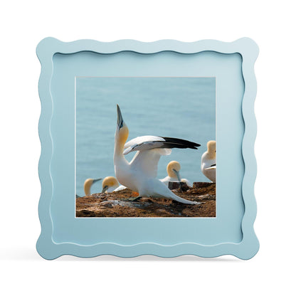 4x6 Picture Frame with Mat for 3.5x5, Wavy Edge Wooden Real Glass Photo Frame for Tabletop and Wall Hanging, Green, 1 Pack