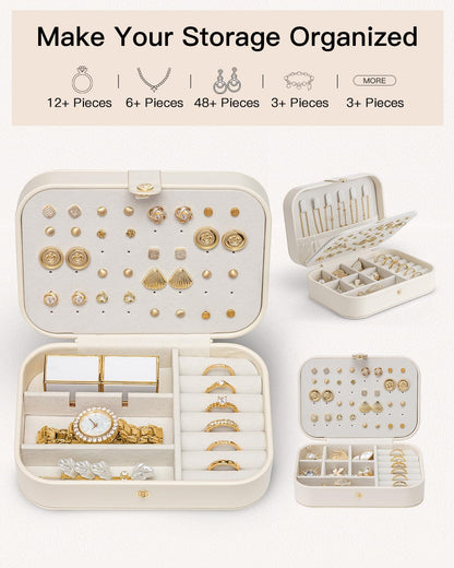 VLANDO Travel Jewelry Case, Portable Jewelry Earring Box Organizer