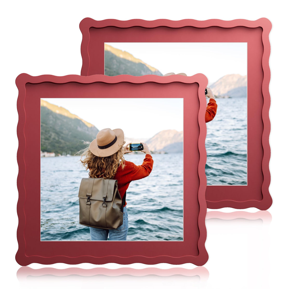 5x7 Wavy Picture Frame with 4x6 Mat, 5 x 7 Wood Frame, Real Glass