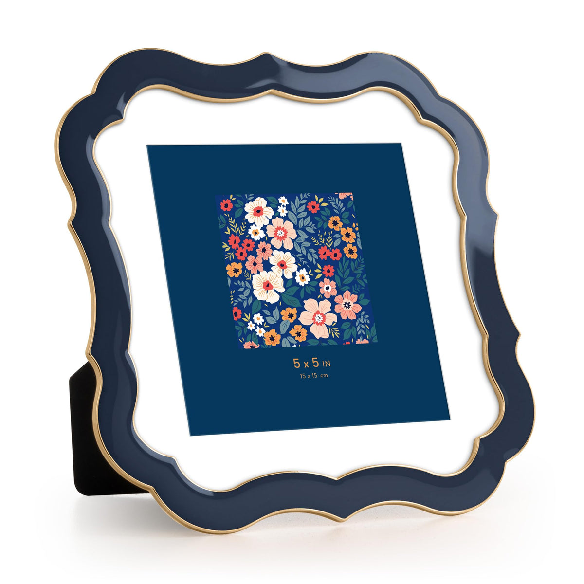 4x6 Enamel Picture Frame with HD-Tempered Glass, Display 3x5 Photo with Mat, Ornate Photo Frame with Gold Metal Edge & Velvet Back for Tabletop & Wall Mount Vertically or Horizontally Display, White