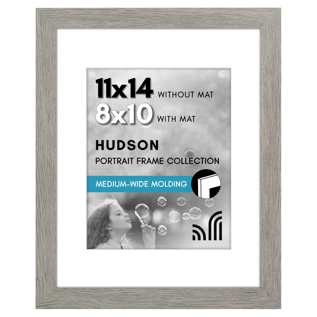 Americanflat 22x28 Poster Frame - Matted to 18x24 - Engineered Wood - Black