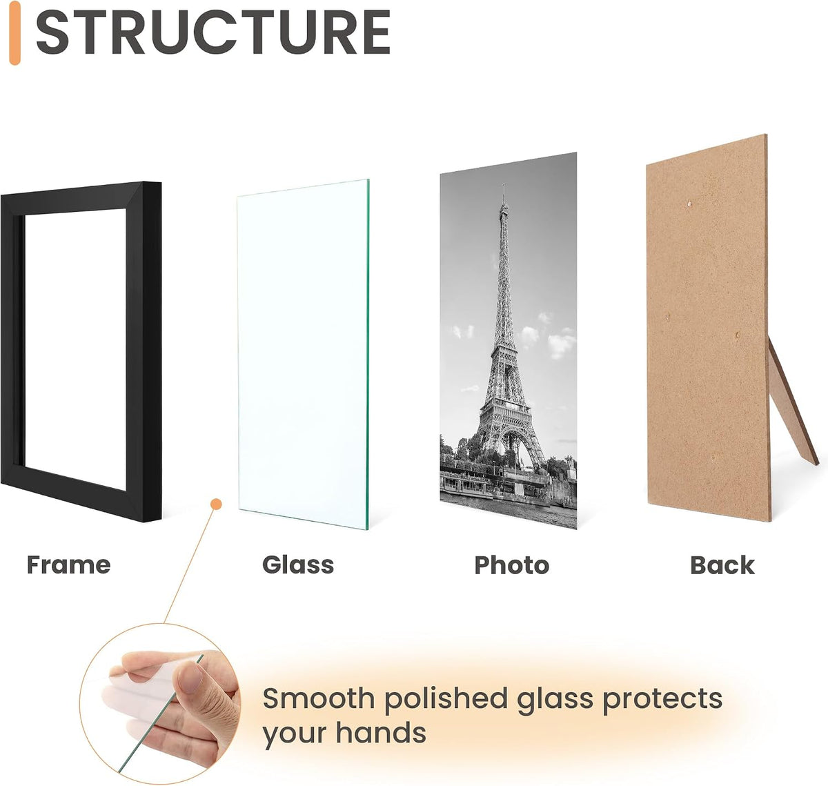 upsimples Certificate Frame, 8.5 by 11 Glass Diploma Frames, 5 Pack, Black