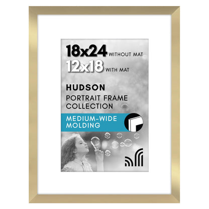 Americanflat 22x28 Poster Frame - Matted to 18x24 - Engineered Wood - Black