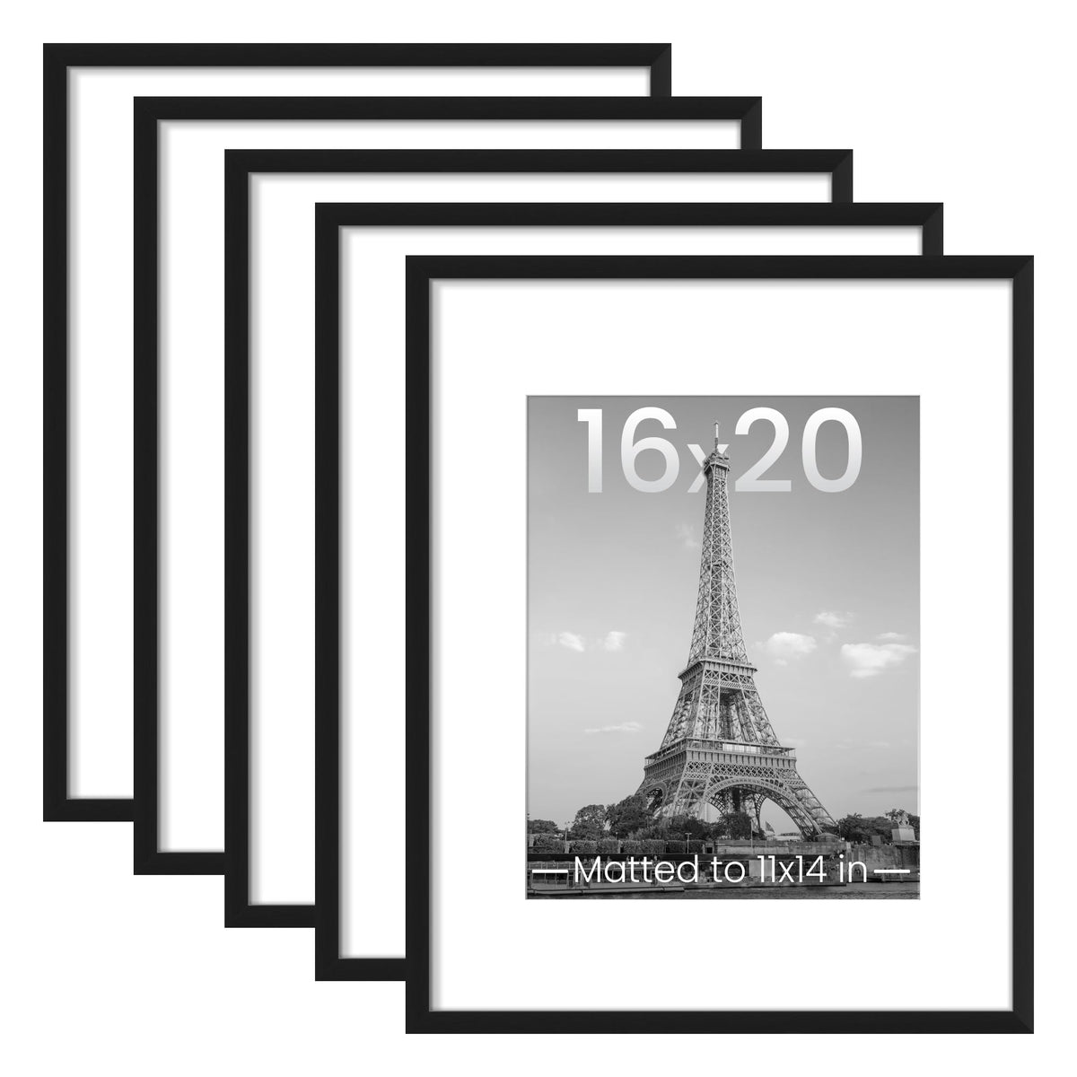 upsimples 8x10 Picture Frames, Gallery Wall Frames Set of 5, Black