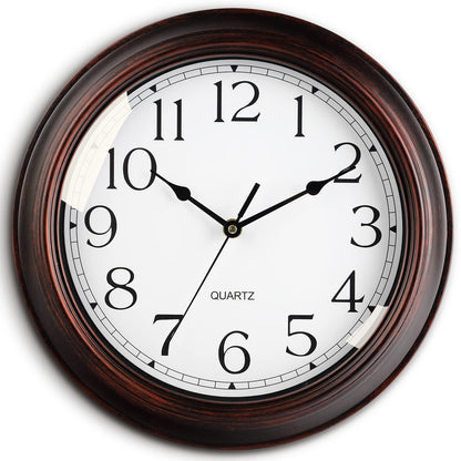 KECYET 8.5" Wall Clock with Thermometers Vintage Silent Battery Operated