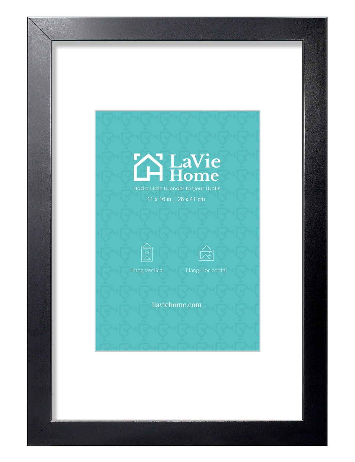 LaVie Home 14x18 Picture Frame Black Poster Frame,Display Pictures 12x16 with Mat or 14x18 Without Mat, Stable and Sturdy Frame and Polished Plexiglass, Horizontal and Vertical Format of The Walls